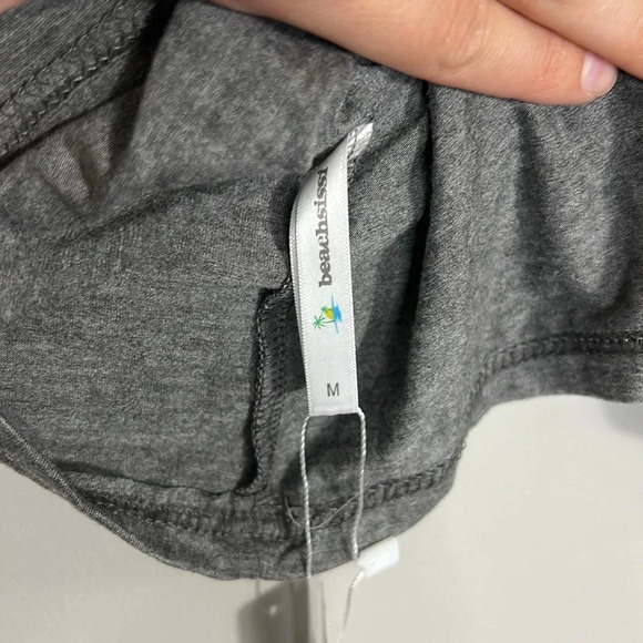 Beachsissi Gray Deep V Neck Sundress Cover Up Ruffle Shoulders Soft Lightweight - Picture 4 of 8